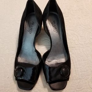 Franco Sarto Leather and Patent Leather Wedge Heel